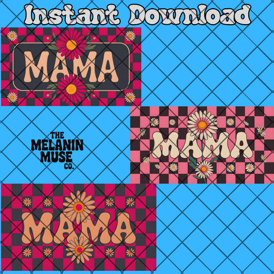 3 PIECE Retro Checkered Mama PNG