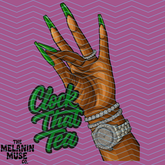 Clock That Tea PNG - Dark Green Black Outline