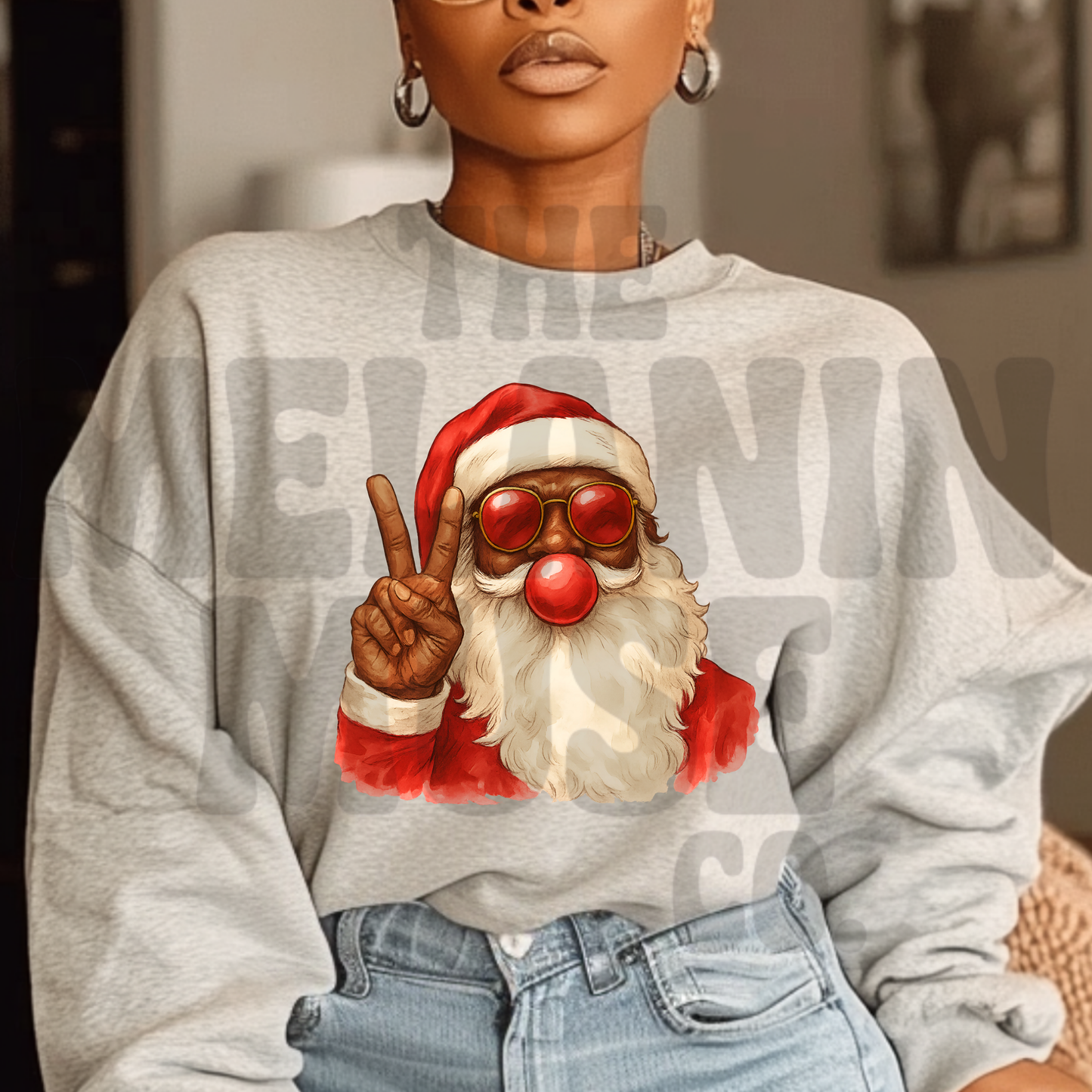 Melanin Bubble Gum Poppin’ Santa Sweatshirt