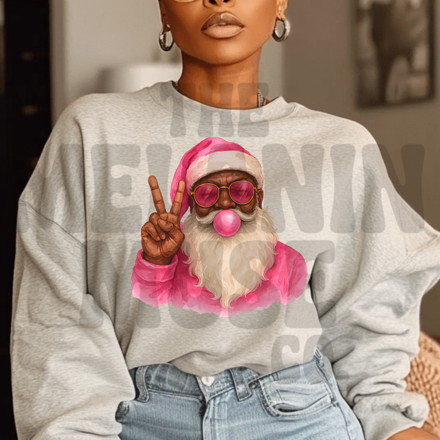 Melanin Bubble Gum Poppin’ Santa Sweatshirt