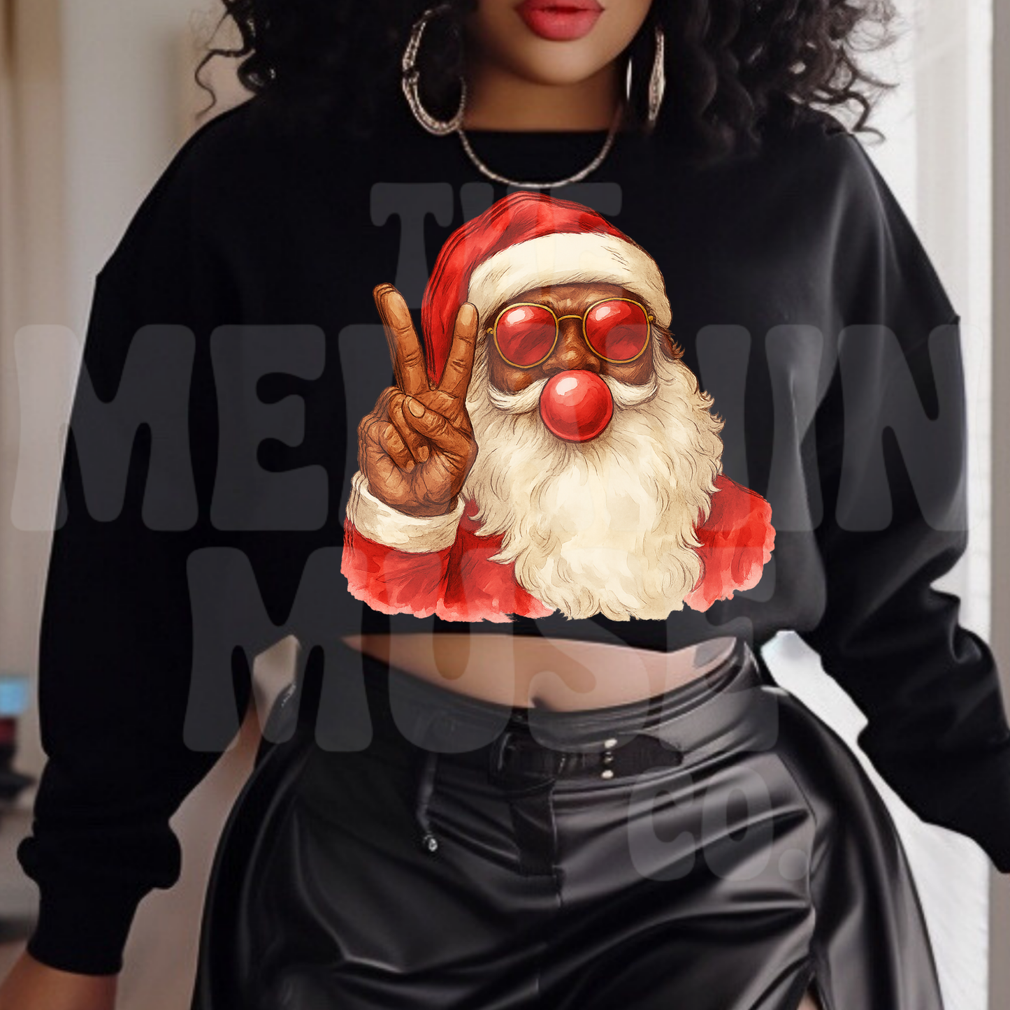 Melanin Bubble Gum Poppin’ Santa Sweatshirt