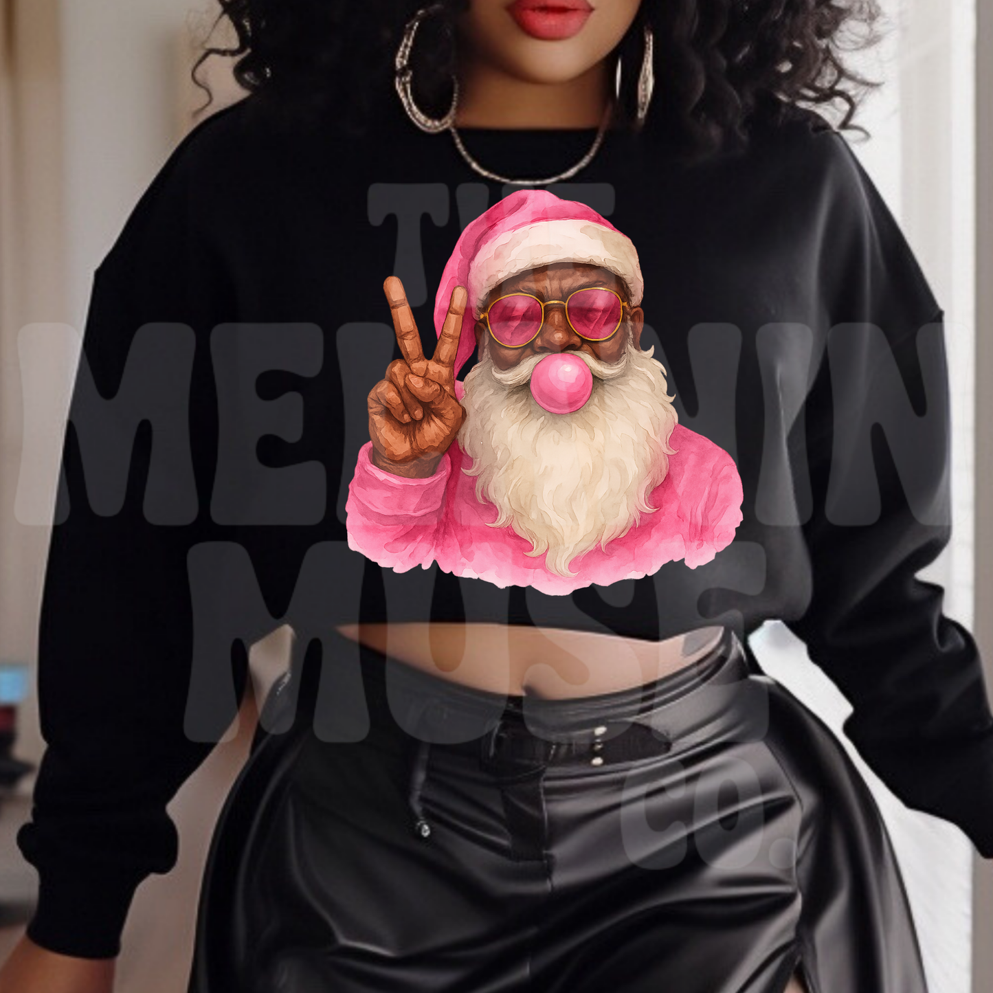 Melanin Bubble Gum Poppin’ Santa Sweatshirt