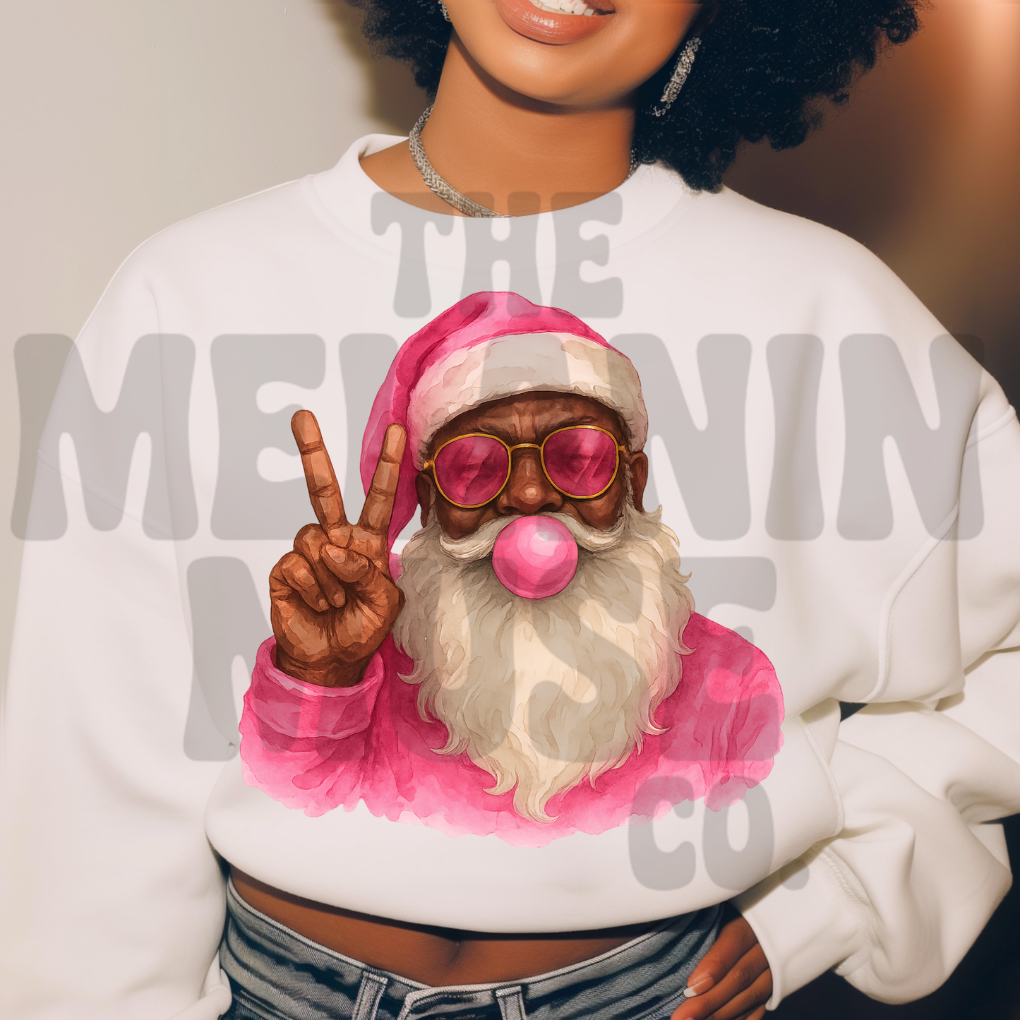 Melanin Bubble Gum Poppin’ Santa Sweatshirt