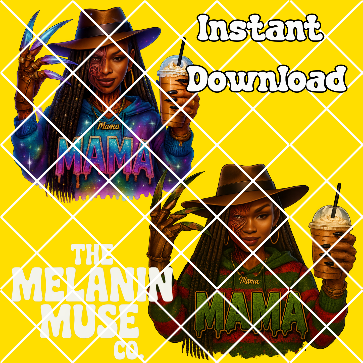 Fright Night, But Make It Melanin – Black Girl Halloween 2-Piece PNG Pack