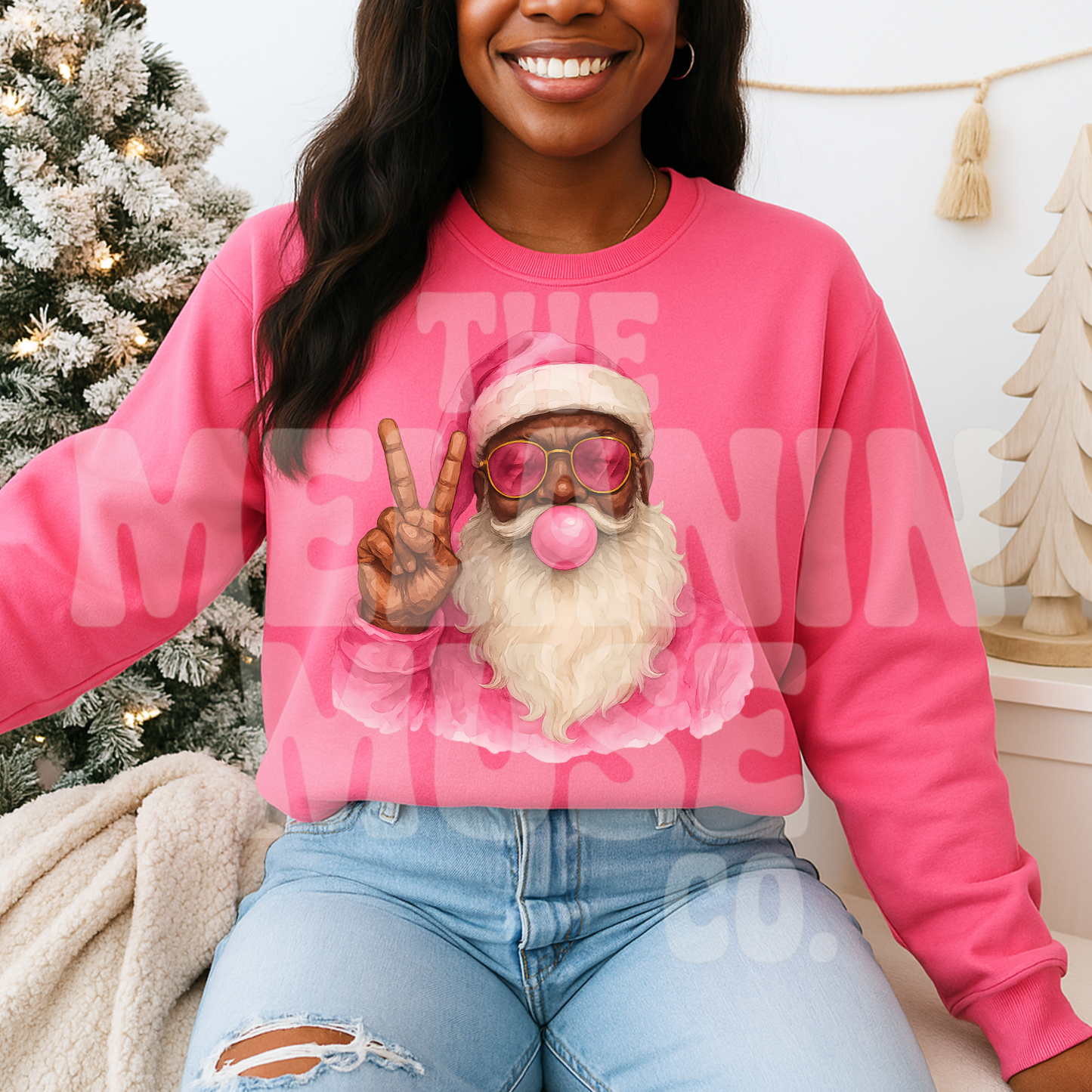 Melanin Pink Santa Poppin Gum DTF Transfer