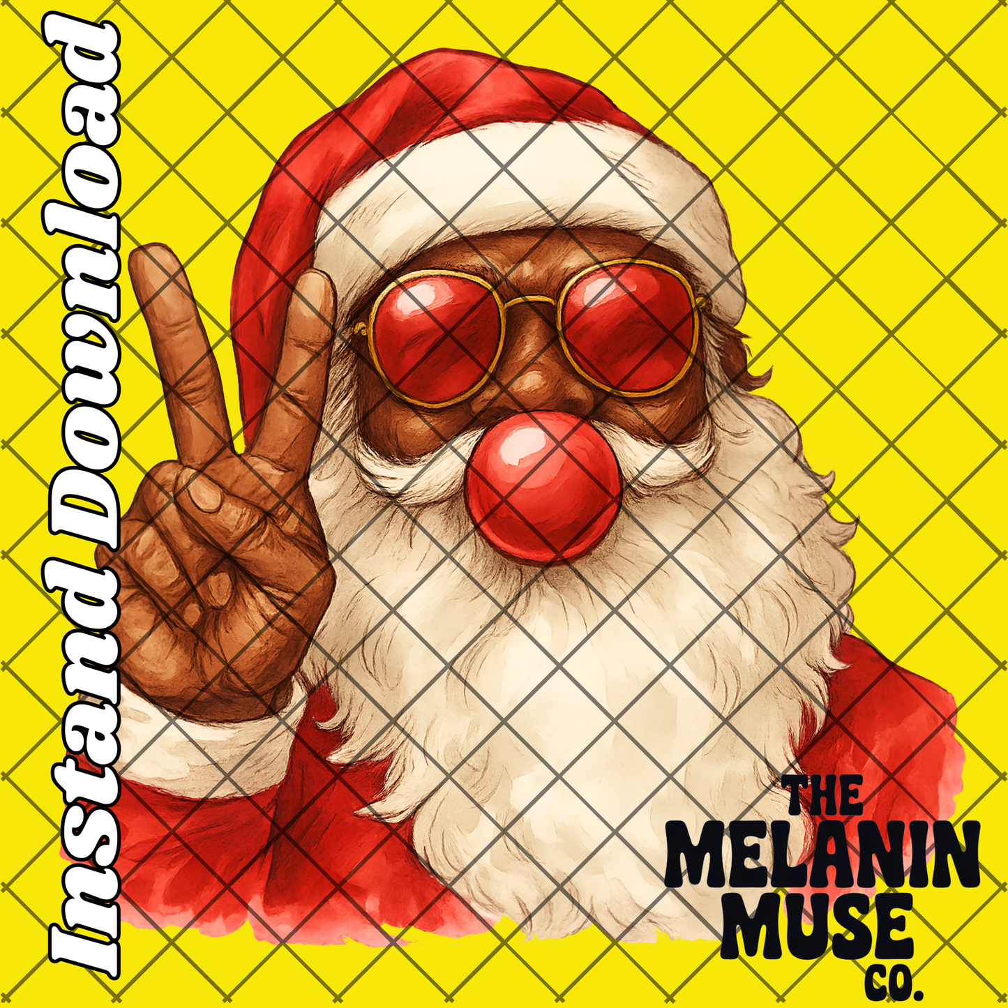 Retro Black Santa Blowing Bubbles PNG