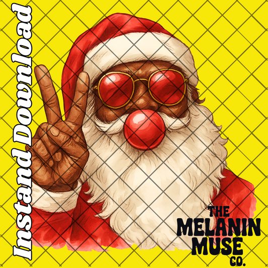 Retro Black Santa Blowing Bubbles PNG